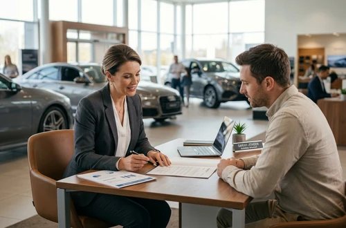Customer getting answers about their car loan